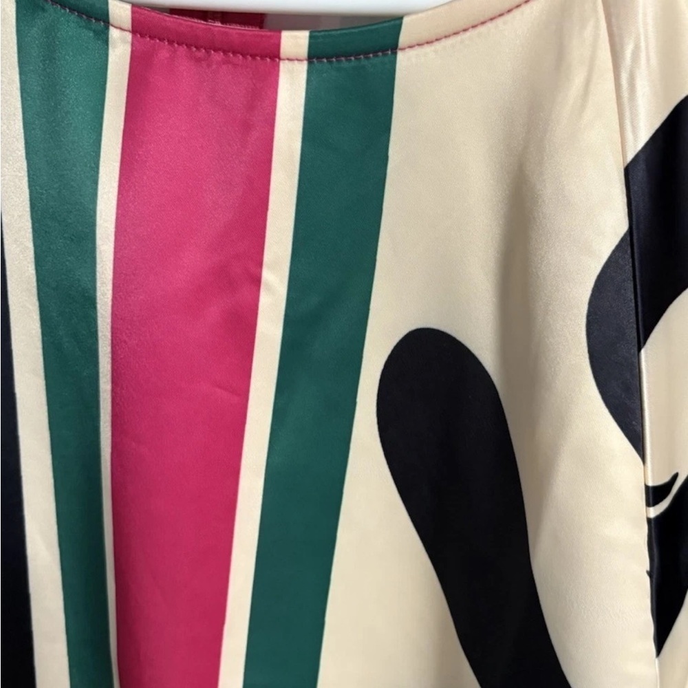 Umgee Asymmetrical Dress with Black, Cream, Hot pink , & Green Design - Picture 2 of 6